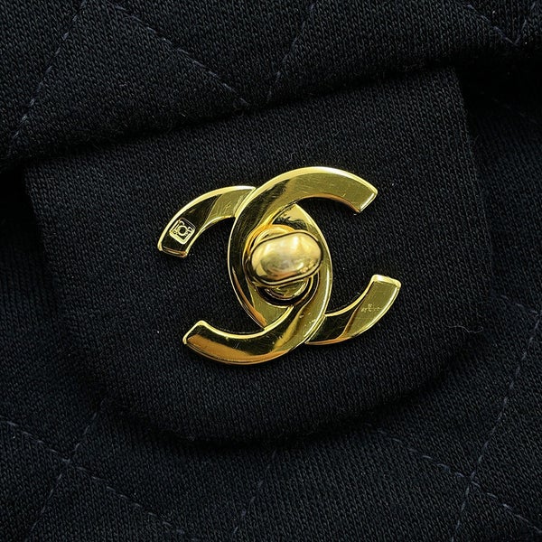 シャネル チェーンショルダーバッグ マトラッセ25 ココマーク コットンジャージー ダブルチェーン A01112 CHANEL 黒