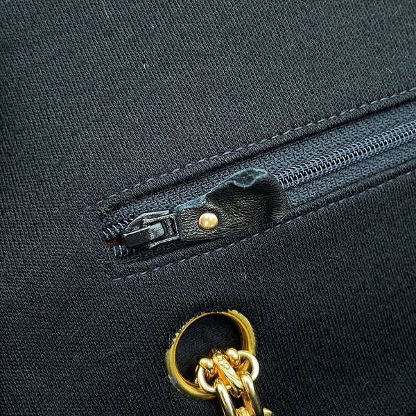 シャネル チェーンショルダーバッグ マトラッセ25 ココマーク コットンジャージー ダブルチェーン A01112 CHANEL 黒