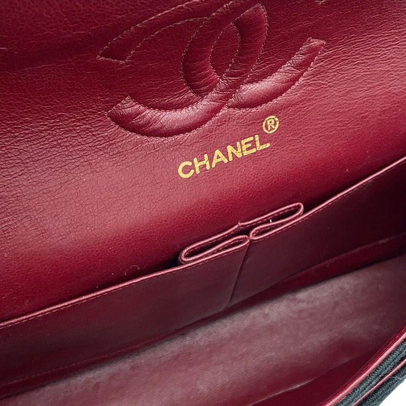 シャネル チェーンショルダーバッグ マトラッセ25 ココマーク コットンジャージー ダブルチェーン A01112 CHANEL 黒