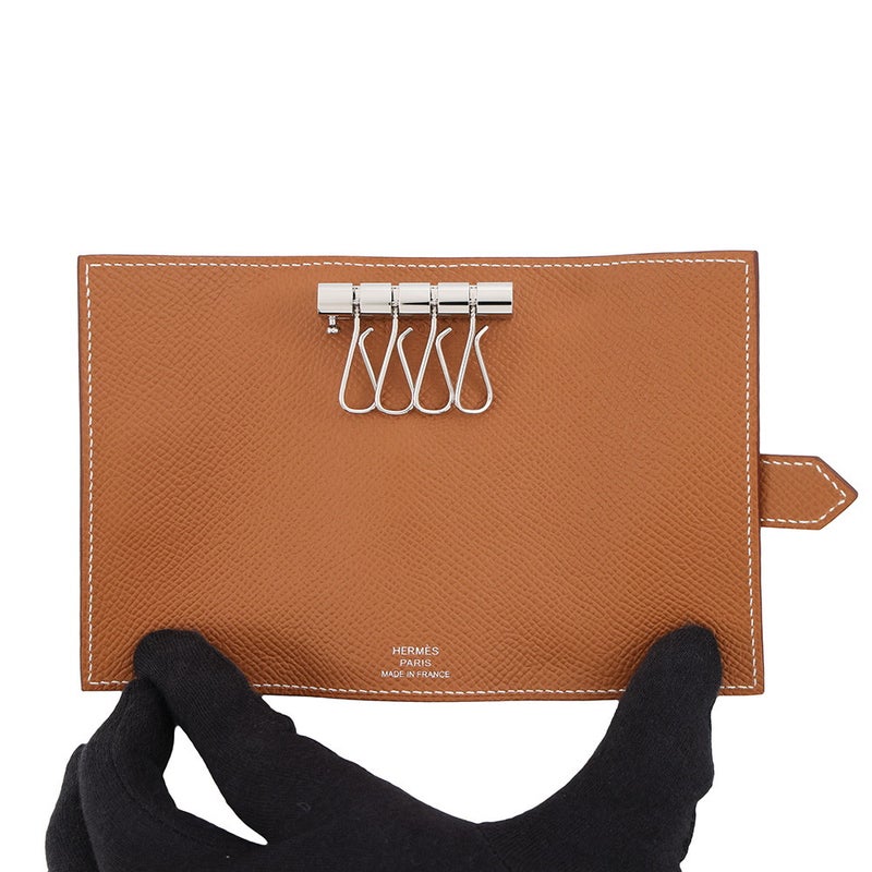 エルメス 4連キーケース ベアン ゴールド/シルバー金具 エプソン K刻印 HERMES
