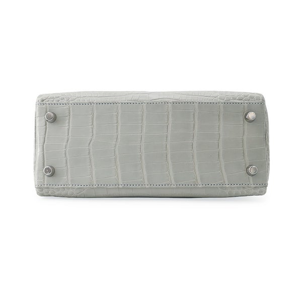 エルメス ハンドバッグ ケリー25 内縫い グリスペール/シルバー金具 アリゲーターマット K刻印 HERMES ２wayショルダー