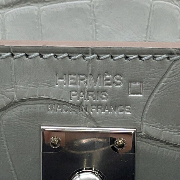 エルメス ハンドバッグ ケリー25 内縫い グリスペール/シルバー金具 アリゲーターマット K刻印 HERMES ２wayショルダー