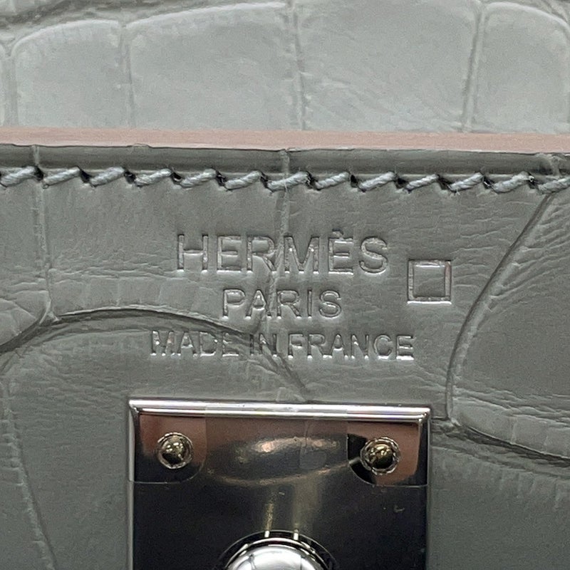 エルメス ハンドバッグ ケリー25 内縫い グリスペール/シルバー金具 アリゲーターマット K刻印 HERMES ２wayショルダー
