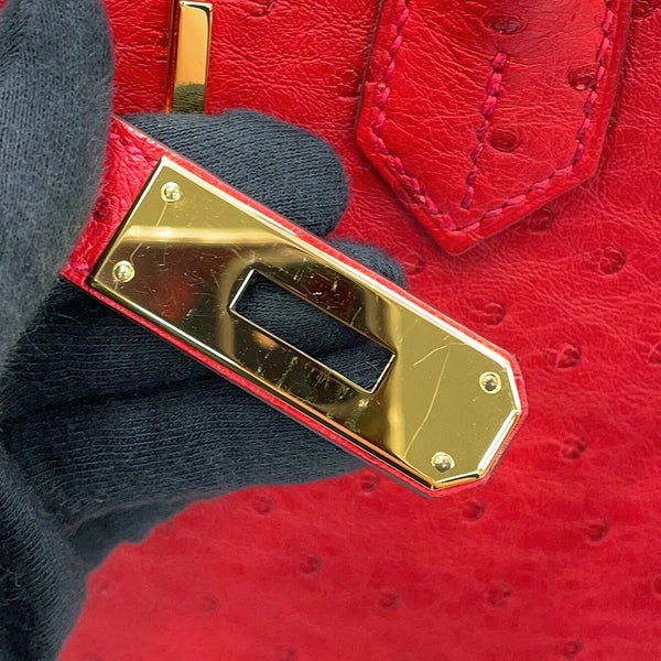 エルメス バーキン30 ルージュヴィフ/ゴールド金具 オーストリッチ D刻印 HERMES Birkin ハンドバッグ