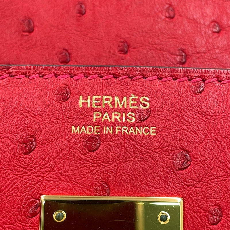 エルメス バーキン30 ルージュヴィフ/ゴールド金具 オーストリッチ D刻印 HERMES Birkin ハンドバッグ