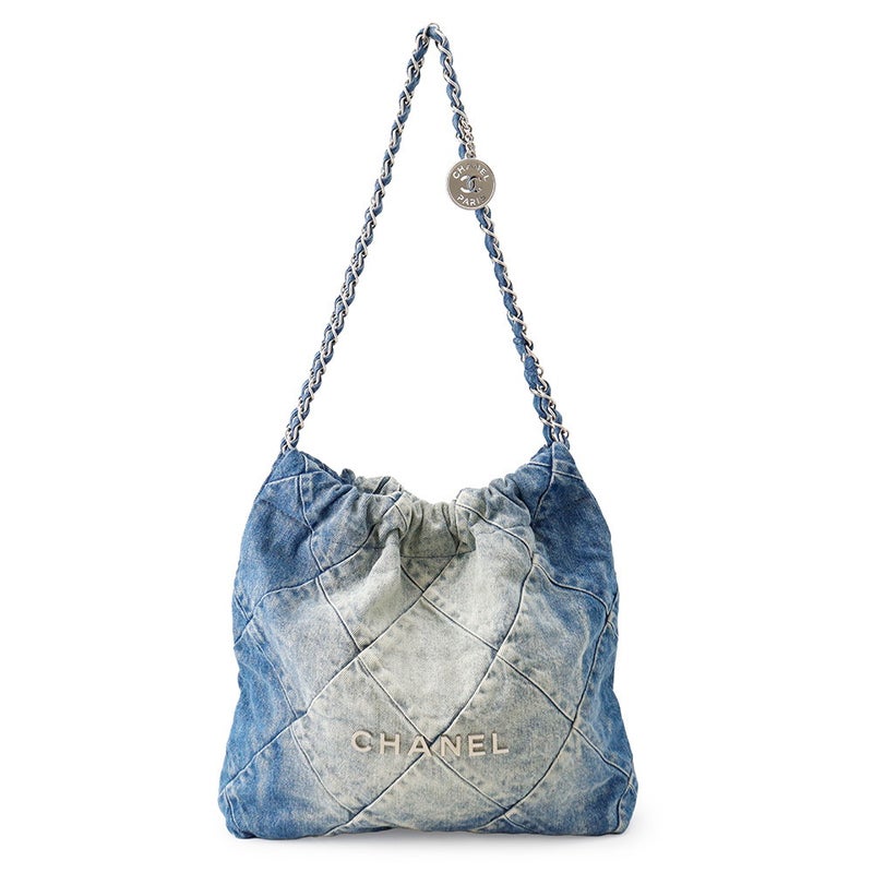 シャネル チェーンショルダーバッグ CHANEL 22 マトラッセ スモール デニム AS3260 ポーチ付き
