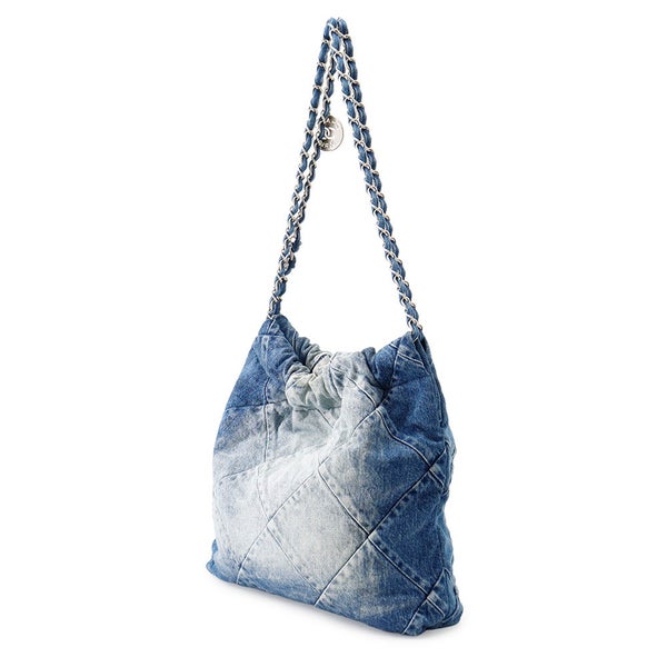 シャネル チェーンショルダーバッグ CHANEL 22 マトラッセ スモール デニム AS3260 ポーチ付き
