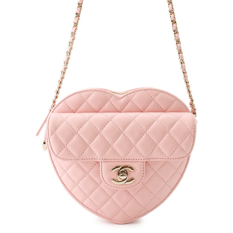 シャネル チェーンショルダーバッグ マトラッセ ココマーク ハートシェイプ ラムスキン AS5764 CHANEL