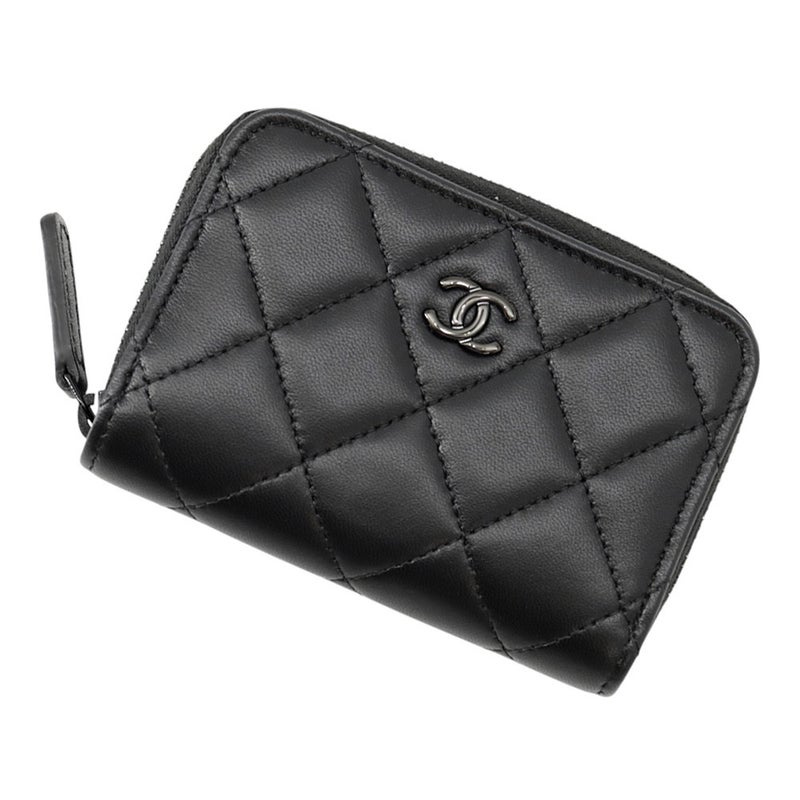 シャネル コインケース マトラッセ ココマーク クラシック ジップコインパース ラムスキン AP0216 CHANEL 財布 小銭入れ 黒