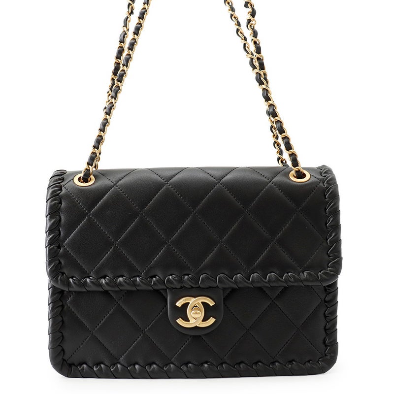 シャネル チェーンショルダーバッグ マトラッセ ココマーク シングルフラップ AS2496 CHANEL 黒