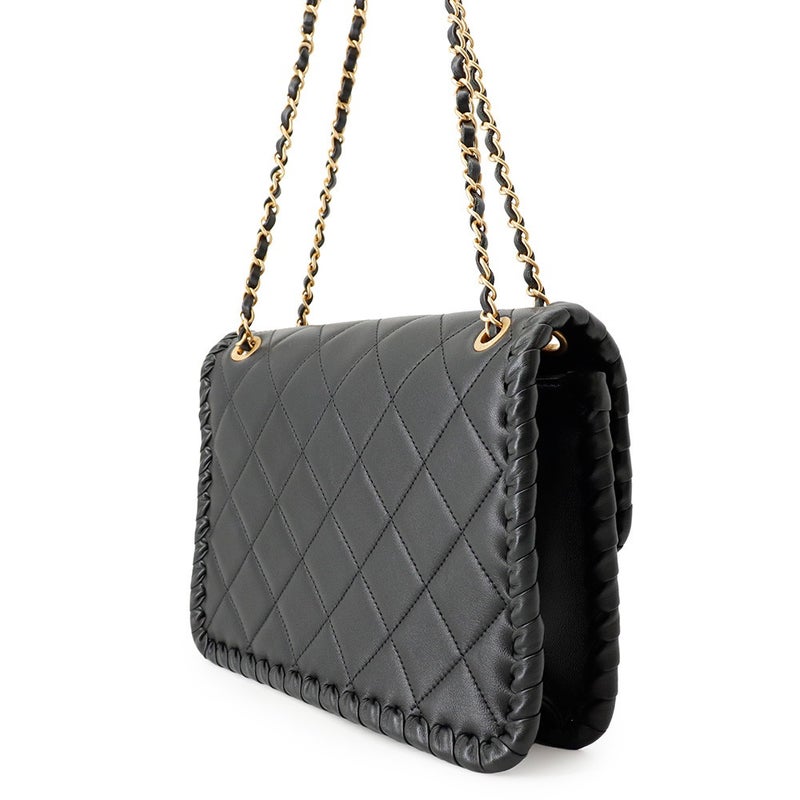 シャネル チェーンショルダーバッグ マトラッセ ココマーク シングルフラップ AS2496 CHANEL 黒