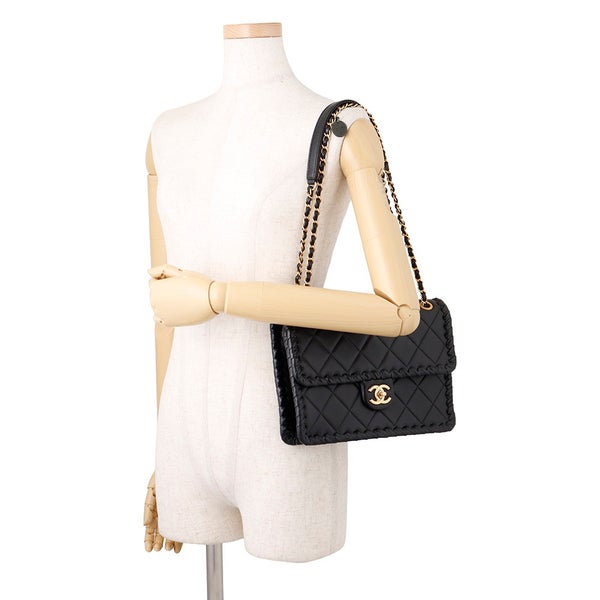 シャネル チェーンショルダーバッグ マトラッセ ココマーク シングルフラップ AS2496 CHANEL 黒