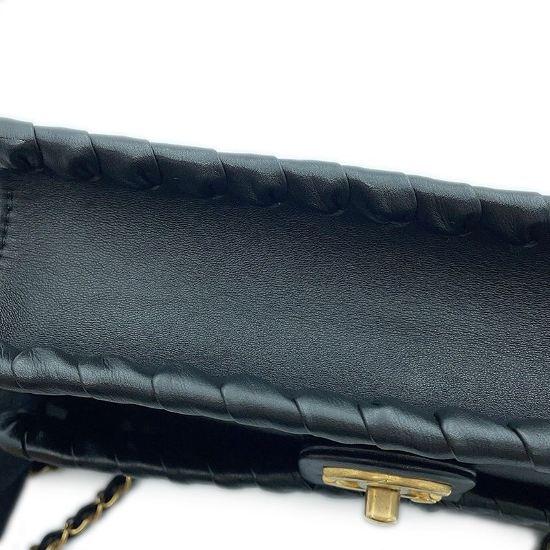 シャネル チェーンショルダーバッグ マトラッセ ココマーク シングルフラップ AS2496 CHANEL 黒