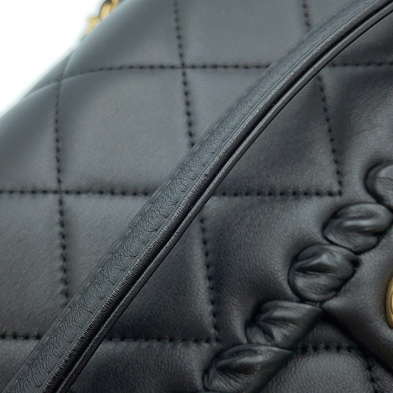 シャネル チェーンショルダーバッグ マトラッセ ココマーク シングルフラップ AS2496 CHANEL 黒