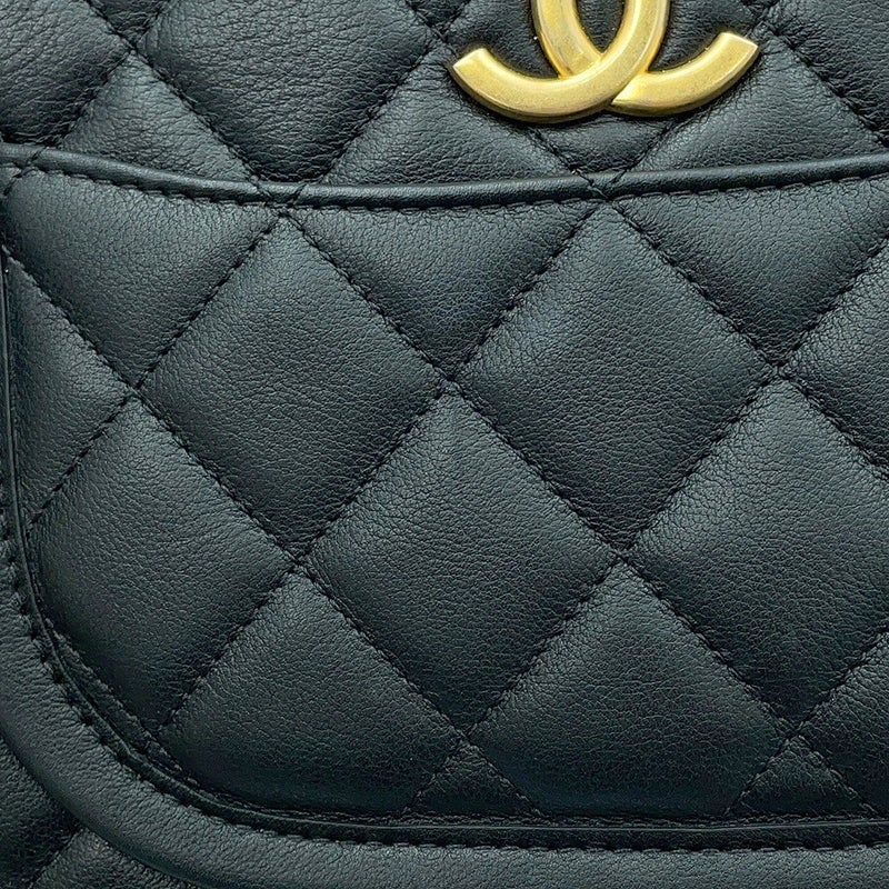 シャネル チェーンショルダーバッグ マトラッセ ココマーク チェーンホーボー カーフスキン AS4666 CHANEL 黒
