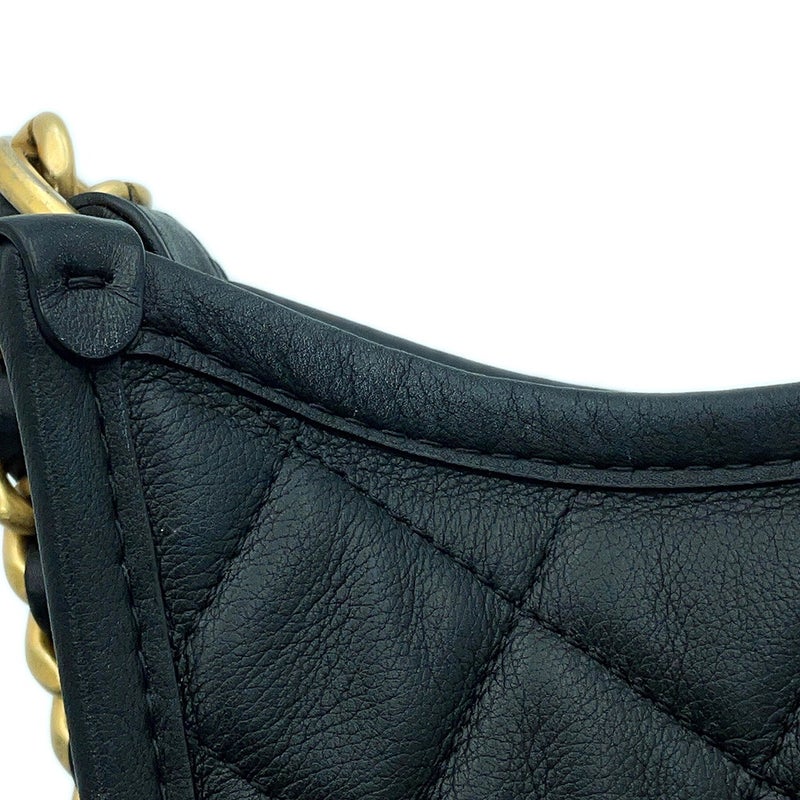 シャネル チェーンショルダーバッグ マトラッセ ココマーク チェーンホーボー カーフスキン AS4666 CHANEL 黒