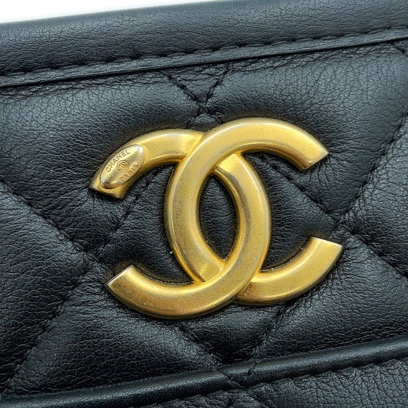 シャネル チェーンショルダーバッグ マトラッセ ココマーク チェーンホーボー カーフスキン AS4666 CHANEL 黒