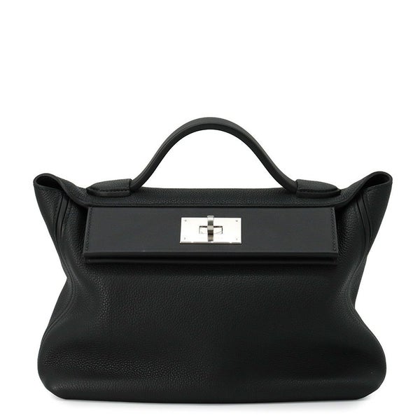 エルメス 24/24 29 サック ヴァンキャトル ブラック/シルバー金具 トゴ/スイフト Y刻印 2wayショルダー 黒