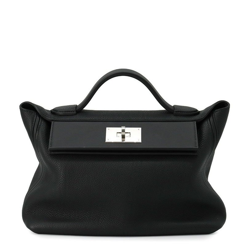 エルメス 24/24 29 サック ヴァンキャトル ブラック/シルバー金具 トゴ/スイフト Y刻印 2wayショルダー 黒