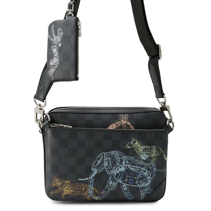 ルイヴィトン ショルダーバッグ ダミエ・グラフィット トリオ・メッセンジャー アニマル N58040 LOUIS VUITTON 黒 ブラック