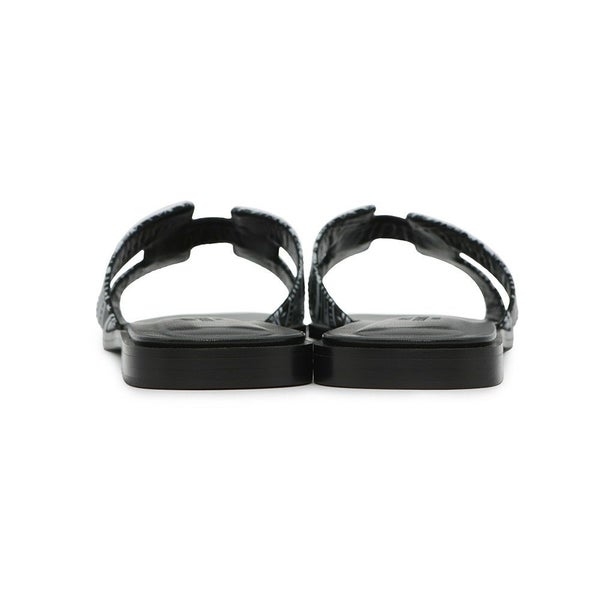 エルメス サンダル オラン 占星術 レザー レディースサイズ37 HERMES 靴 黒 白