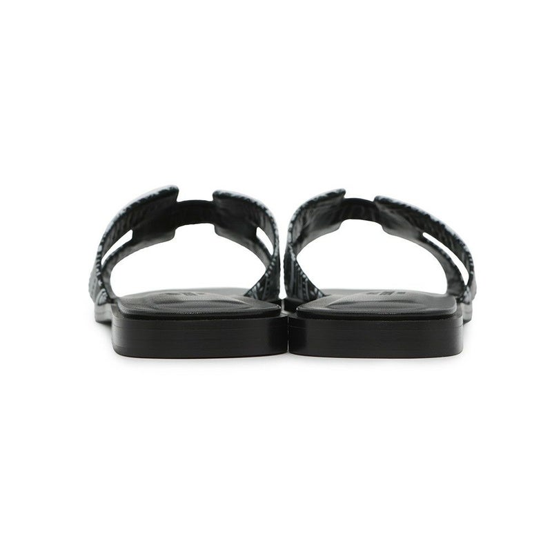 エルメス サンダル オラン 占星術 レザー レディースサイズ37 HERMES 靴 黒 白