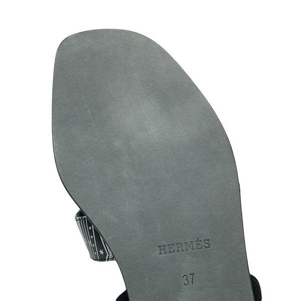 エルメス サンダル オラン 占星術 レザー レディースサイズ37 HERMES 靴 黒 白