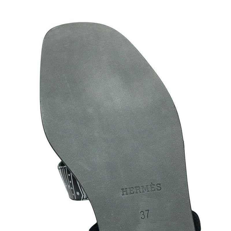 エルメス サンダル オラン 占星術 レザー レディースサイズ37 HERMES 靴 黒 白