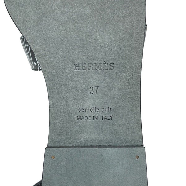 エルメス サンダル オラン 占星術 レザー レディースサイズ37 HERMES 靴 黒 白