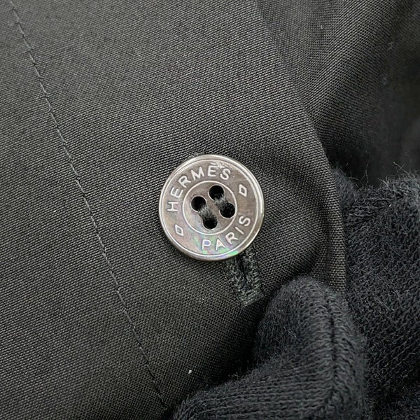 エルメス シャツワンピース カレーシュ刺繍 ノースリーブ コットン レディースサイズ40 HERMES 黒