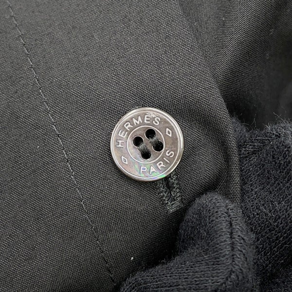 エルメス シャツワンピース カレーシュ刺繍 ノースリーブ コットン レディースサイズ40 HERMES 黒