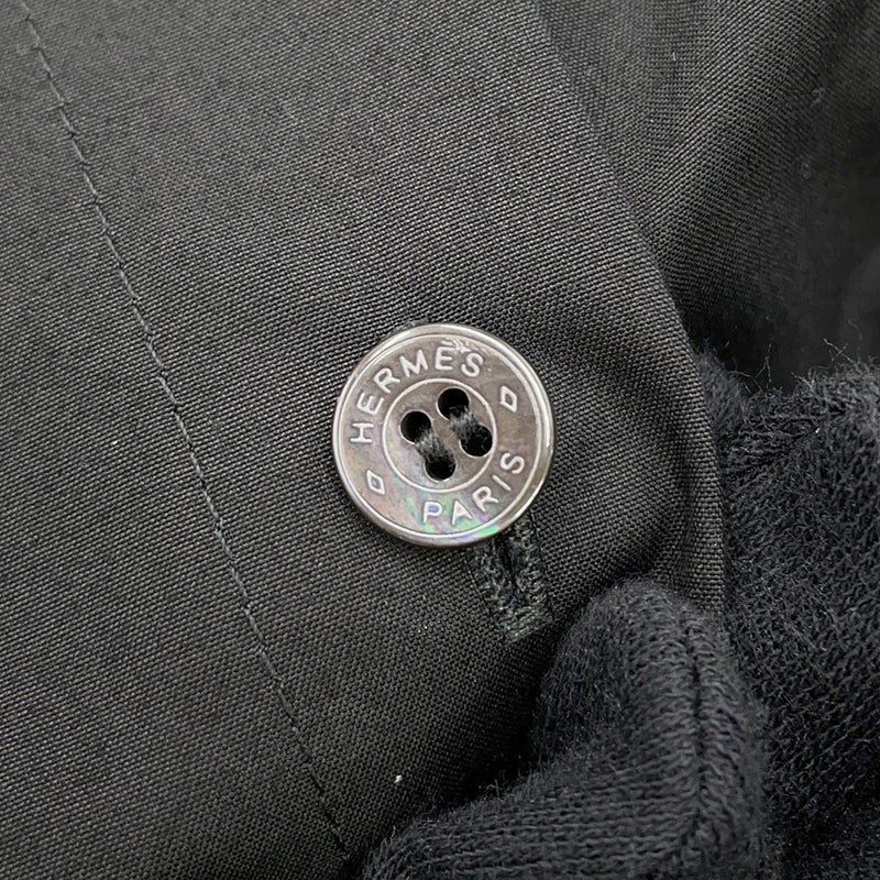 エルメス シャツワンピース カレーシュ刺繍 ノースリーブ コットン レディースサイズ40 HERMES 黒