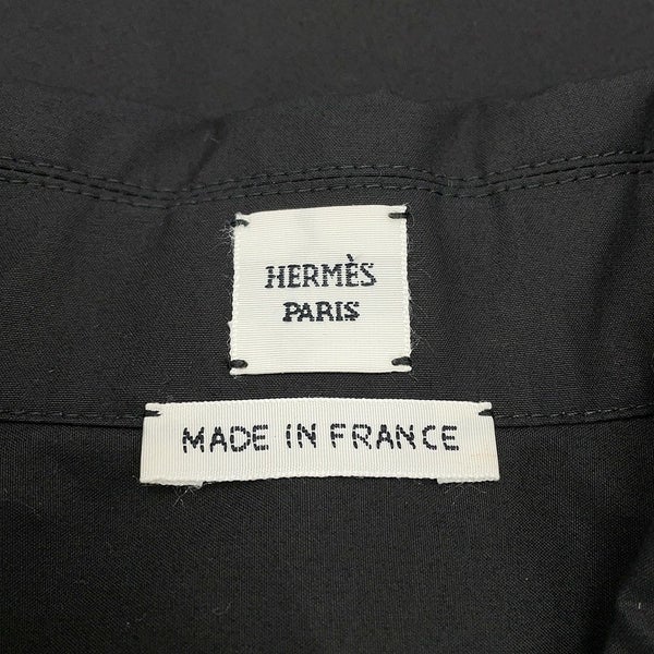 エルメス シャツワンピース カレーシュ刺繍 ノースリーブ コットン レディースサイズ40 HERMES 黒