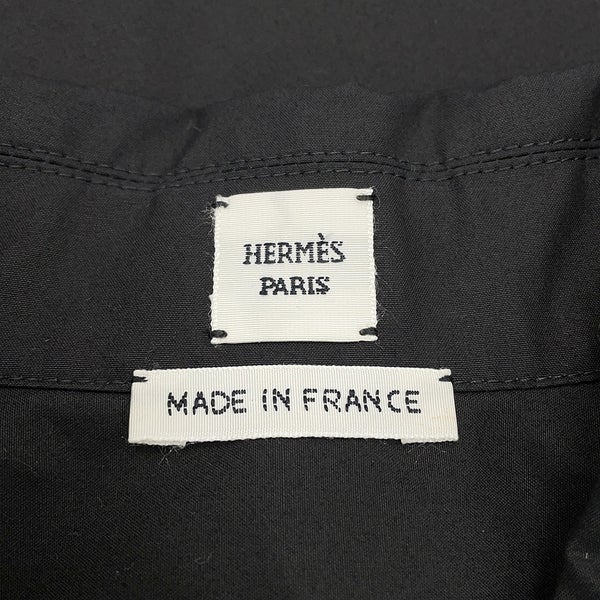 エルメス シャツワンピース カレーシュ刺繍 ノースリーブ コットン レディースサイズ40 HERMES 黒