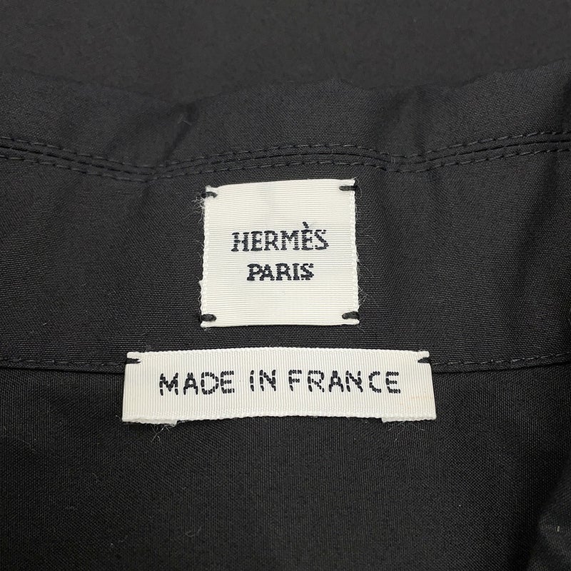 エルメス シャツワンピース カレーシュ刺繍 ノースリーブ コットン レディースサイズ40 HERMES 黒