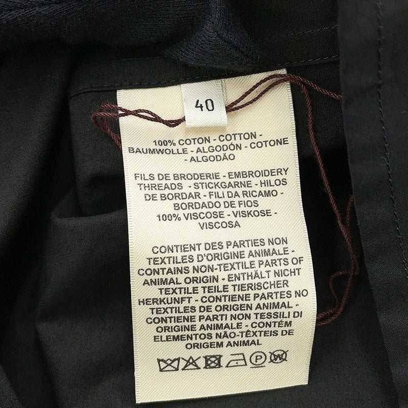 エルメス シャツワンピース カレーシュ刺繍 ノースリーブ コットン レディースサイズ40 HERMES 黒