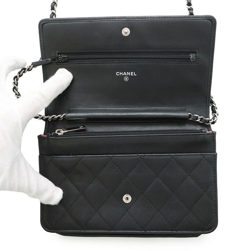 シャネル チェーンウォレット カンボンライン ココマーク A46646 CHANEL 財布 黒