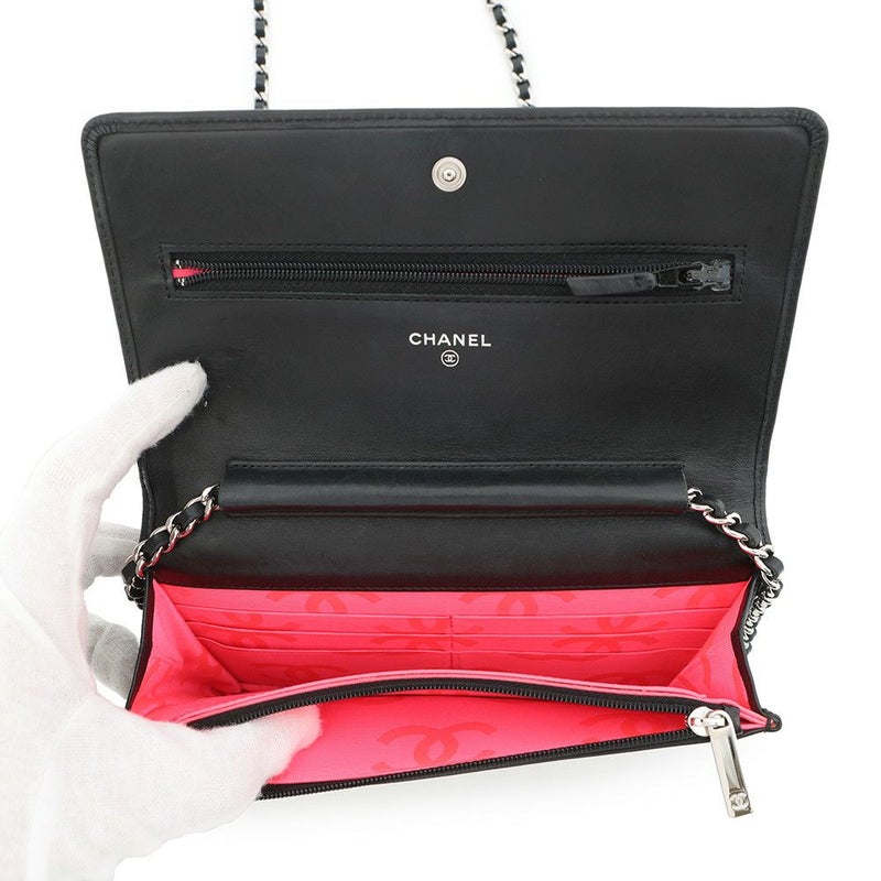 シャネル チェーンウォレット カンボンライン ココマーク A46646 CHANEL 財布 黒
