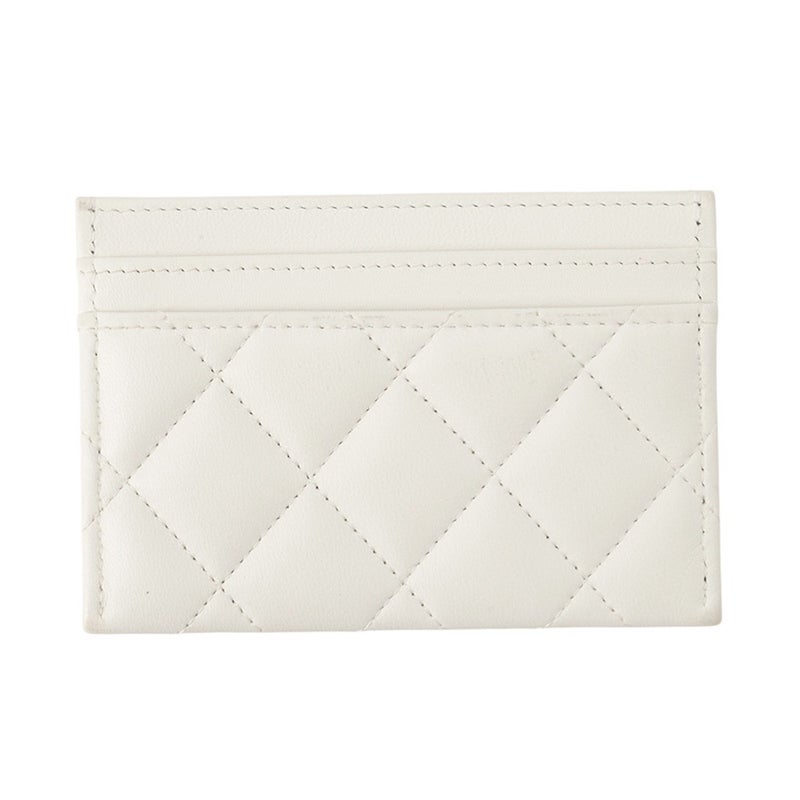 シャネル カードケース マトラッセ ココマーク ラインストーン ラムスキン AP3990 CHANEL 定期入れ 名刺入れ パスケース 白