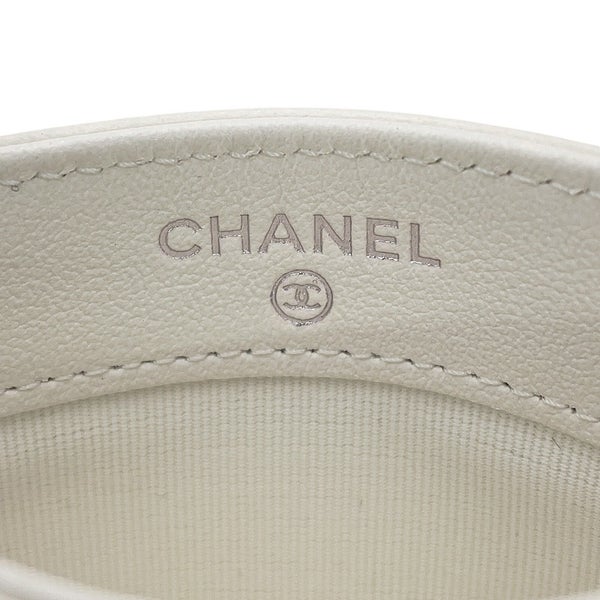 シャネル カードケース マトラッセ ココマーク ラインストーン ラムスキン AP3990 CHANEL 定期入れ 名刺入れ パスケース 白