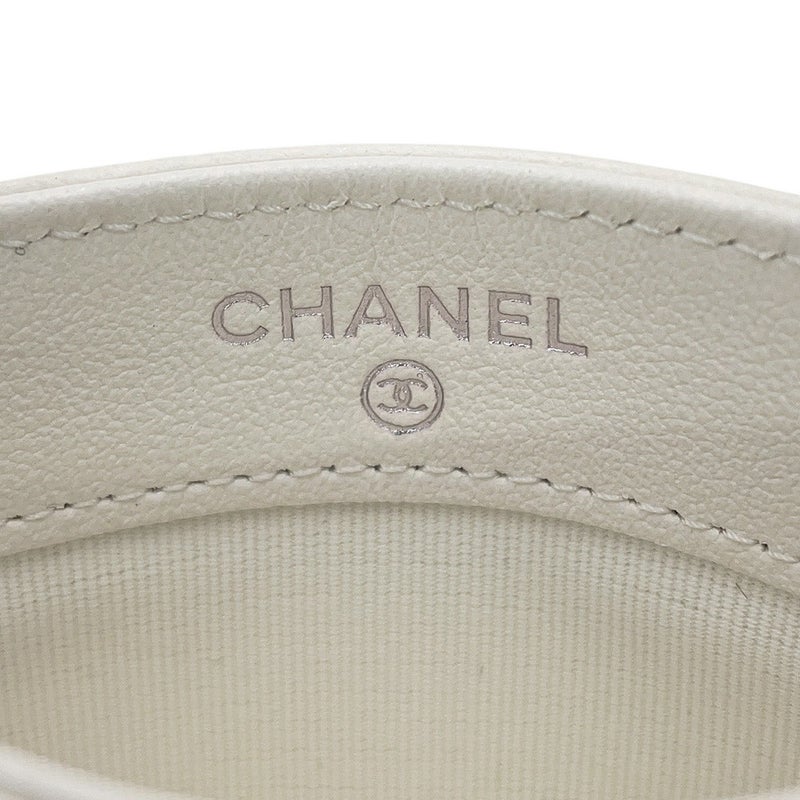 シャネル カードケース マトラッセ ココマーク ラインストーン ラムスキン AP3990 CHANEL 定期入れ 名刺入れ パスケース 白