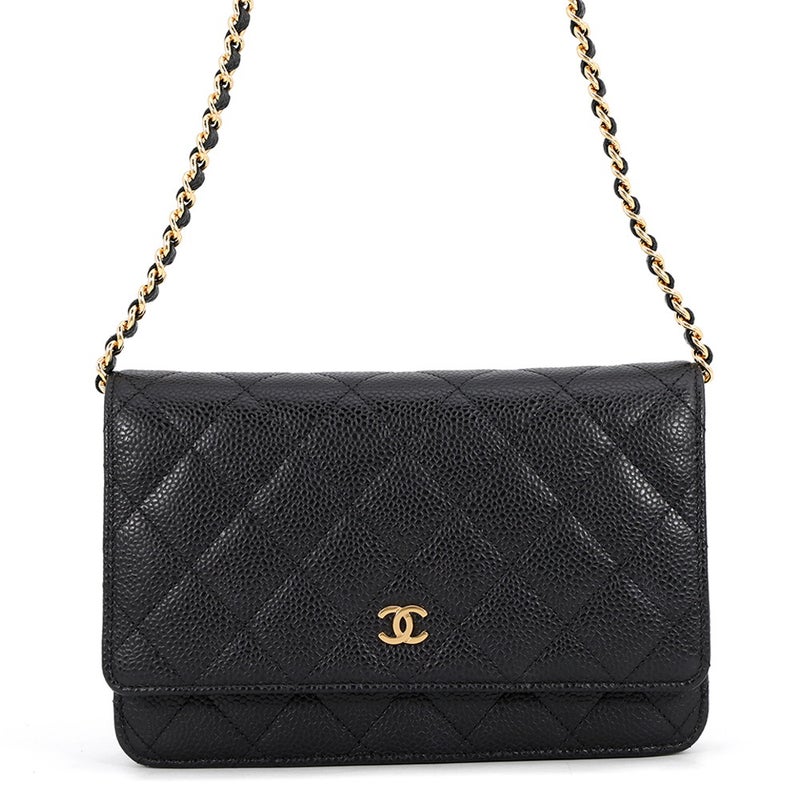 シャネル チェーンウォレット クラシック マトラッセ ココマーク キャビアスキン AP0250 CHANEL 財布 黒