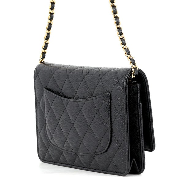 シャネル チェーンウォレット クラシック マトラッセ ココマーク キャビアスキン AP0250 CHANEL 財布 黒