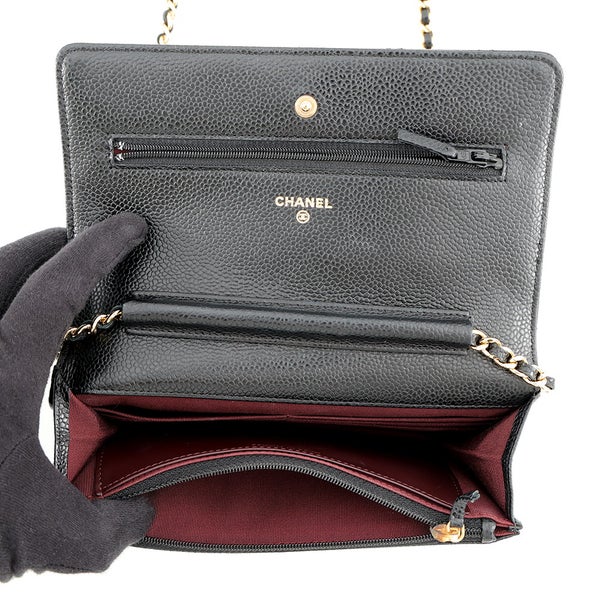 シャネル チェーンウォレット クラシック マトラッセ ココマーク キャビアスキン AP0250 CHANEL 財布 黒