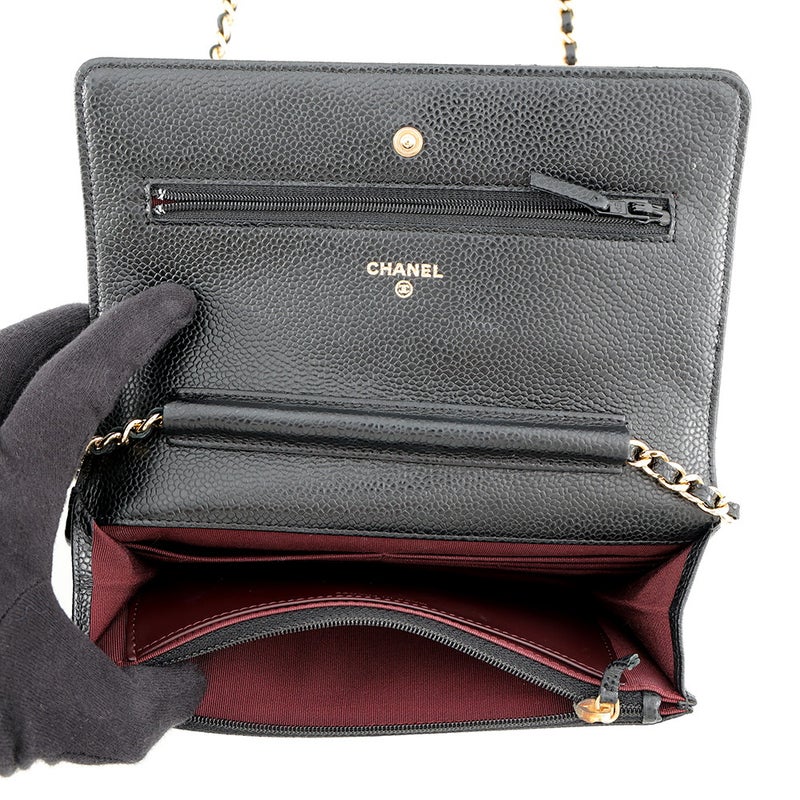 シャネル チェーンウォレット クラシック マトラッセ ココマーク キャビアスキン AP0250 CHANEL 財布 黒