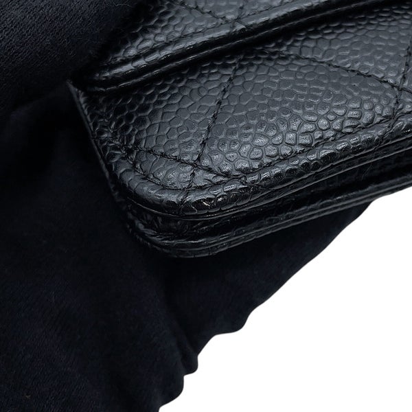 シャネル チェーンウォレット クラシック マトラッセ ココマーク キャビアスキン AP0250 CHANEL 財布 黒