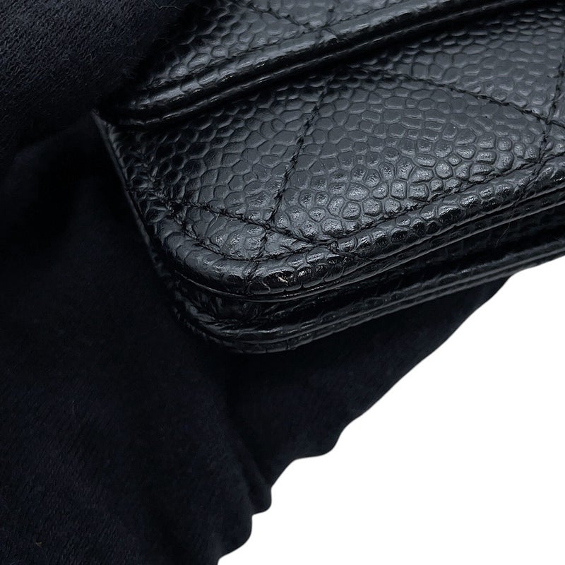 シャネル チェーンウォレット クラシック マトラッセ ココマーク キャビアスキン AP0250 CHANEL 財布 黒