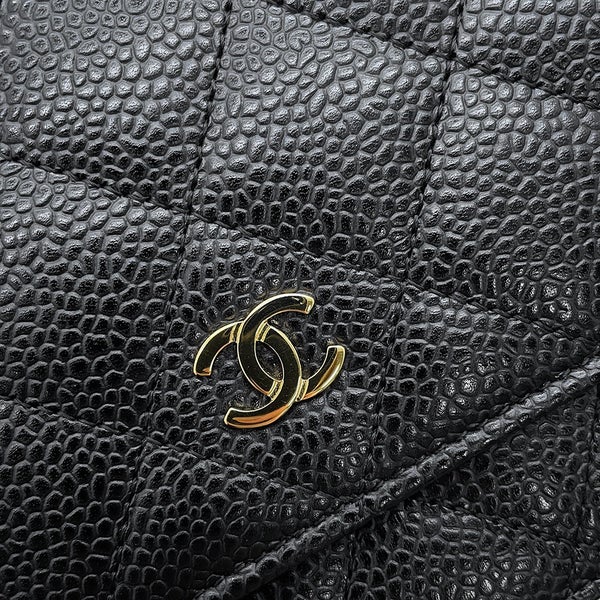 シャネル チェーンウォレット クラシック マトラッセ ココマーク キャビアスキン AP0250 CHANEL 財布 黒
