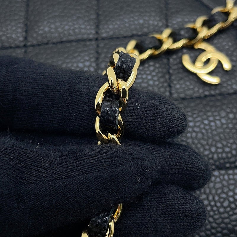 シャネル チェーンウォレット クラシック マトラッセ ココマーク キャビアスキン AP0250 CHANEL 財布 黒