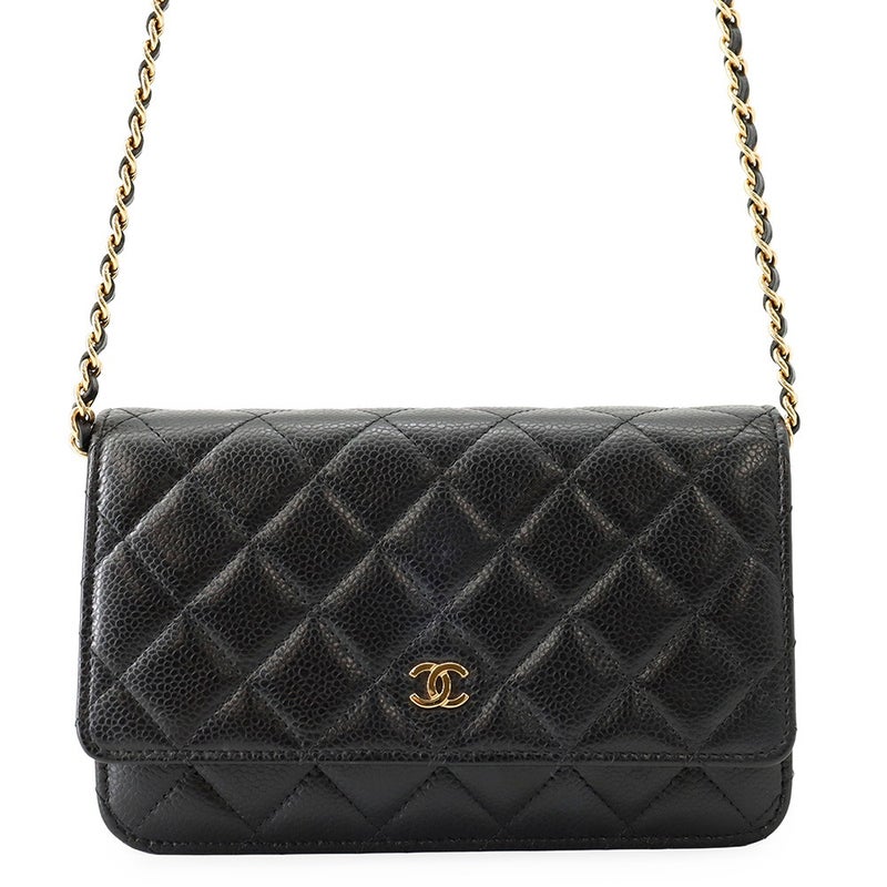シャネル チェーンウォレット クラシック マトラッセ ココマーク キャビアスキン AP0250 CHANEL 財布 ブラック 黒